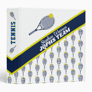 Tennis Sports Blue Pattern Name Team Binder