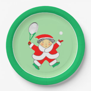 Tennis Sports Christmas Party Paper Plate