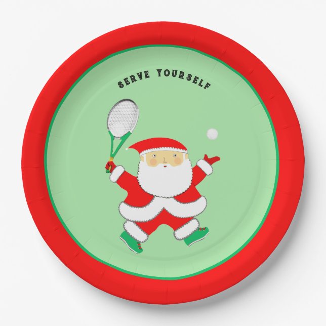 Tennis Sports Christmas party paper plate (Front)