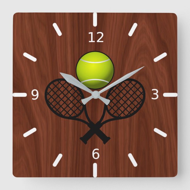 Tennis Square Wall Clock (Front)