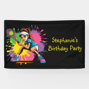 Tennis Star Girl Birthday Party Banner
