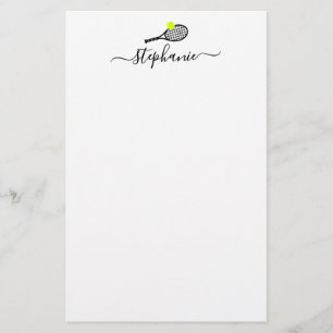 Tennis Stationery Paper Script Personalized Name