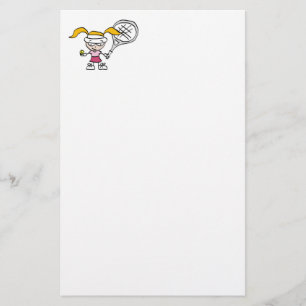 Tennis Stationery with girl cartoon player picture