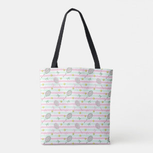Tennis Stripes Pale Green and Pink Tote Bag