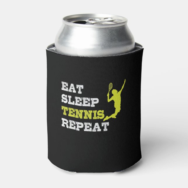 tennis supplement "Eat Sleep Tennis Repeat" Can Cooler (Can Front)