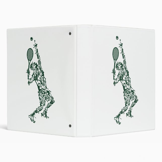 Tennis T Shirt - Player Positions Balls Racket in  Binder (Background)