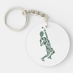 Tennis T Shirt - Player Positions Balls Racket in Keychain