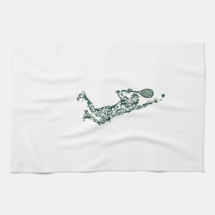 Tennis T Shirt - Player Positions Balls Racket in  Kitchen Towel