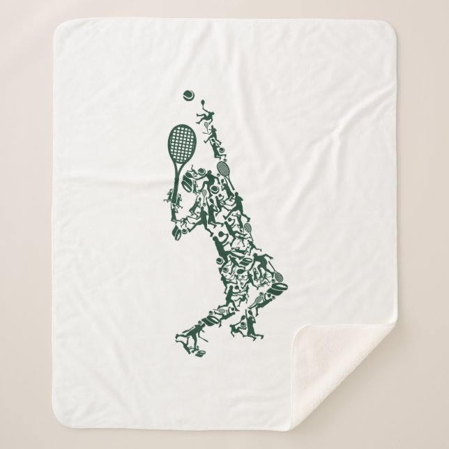Tennis T Shirt - Player Positions Balls Racket in  Sherpa Blanket (Front)