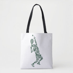 Tennis T Shirt - Player Positions Balls Racket in  Tote Bag