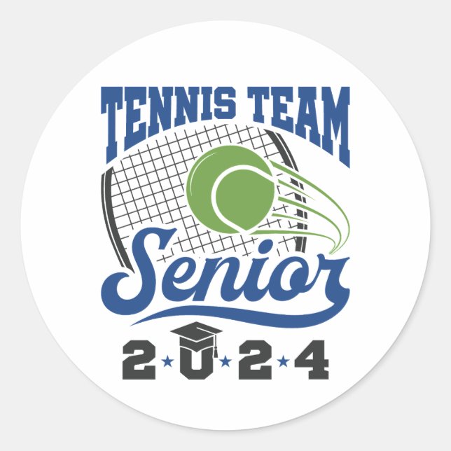 Tennis Team Senior Class of 2024 Classic Round Sticker (Front)