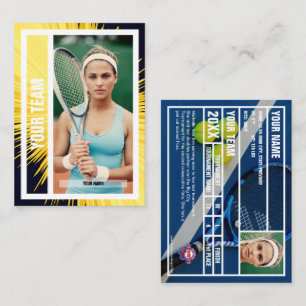 Tennis Team Trading Card - Yellow Black Rays