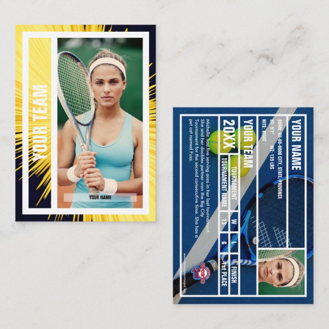 Tennis Team Trading Card - Yellow Black Rays (Front/Back)