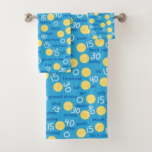 Tennis Terms Bath Towel Set (Insitu)
