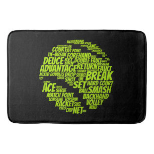 Tennis Terms Tennis Player Playing Tennis Ball Bath Mat