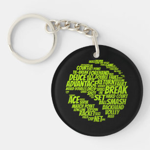 Tennis Terms Tennis Player Playing Tennis Ball Keychain