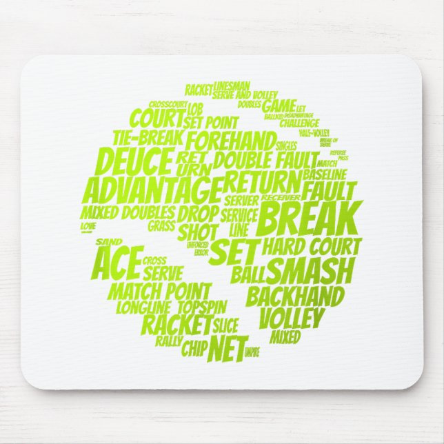 Tennis Terms Tennis Player Playing Tennis Ball Mouse Pad (Front)