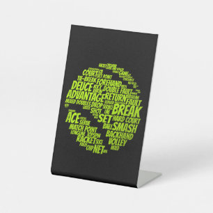 Tennis Terms Tennis Player Playing Tennis Ball Pedestal Sign
