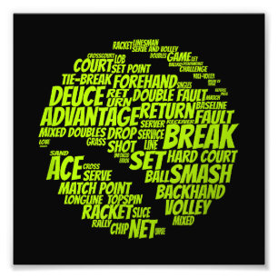 Tennis Terms Tennis Player Playing Tennis Ball Photo Print