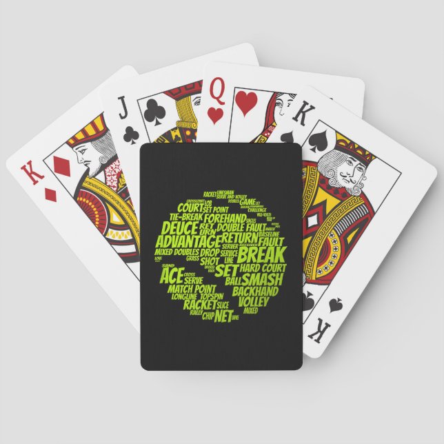 Tennis Terms Tennis Player Playing Tennis Ball Playing Cards (Back)