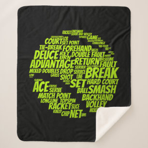 Tennis Terms Tennis Player Playing Tennis Ball Sherpa Blanket