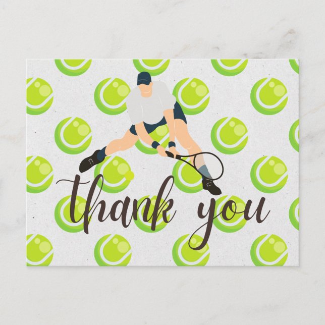 Tennis thank you card  for player watercolor (Front)