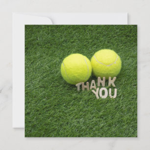 Tennis Thank you card on green grass