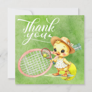 Tennis thank you card racket and ball  watercolor 