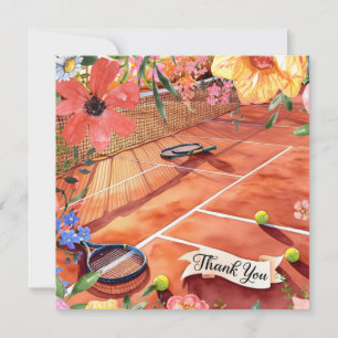 Tennis thank you card racket and ball  watercolor 
