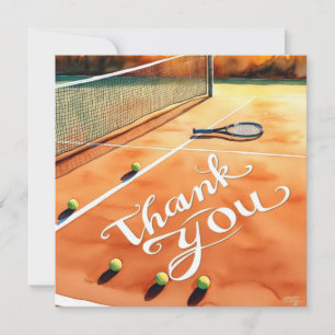 Tennis thank you card racket and ball watercolor