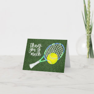 Tennis  thank you card with ball on court