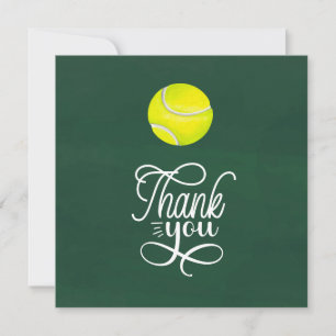 Tennis thank you card with ball on court