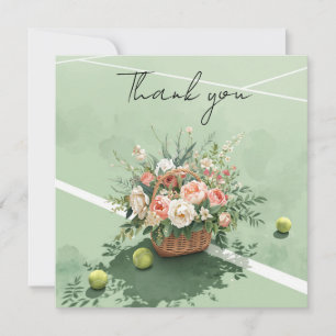 Tennis thank you card with ball on court