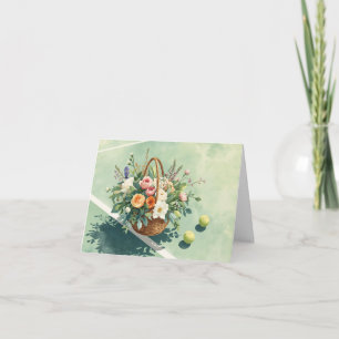 Tennis thank you card with ball on court