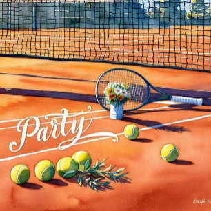 Tennis  thank you card with ball on court