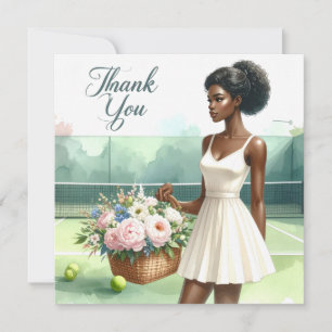 Tennis Thank you card with player and flowers