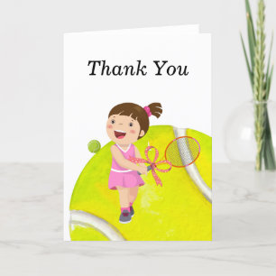 Tennis thank you card with  Player watercolor