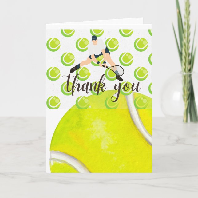 Tennis thank you card with  Player watercolor (Front)