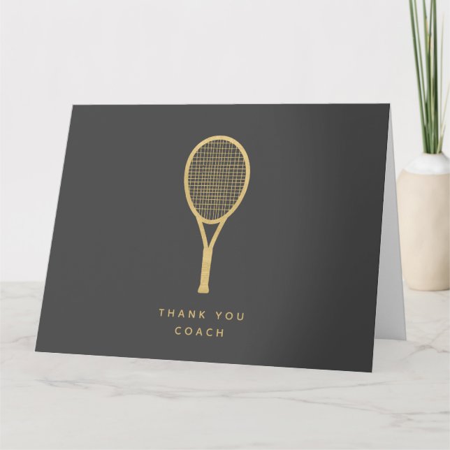 Tennis Thank You Coach Gold Personalized Folded Card (Front)
