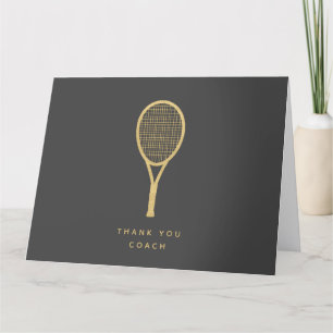 Tennis Thank You Coach Gold Personalized Folded Card