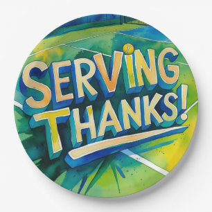 Tennis Thank you party with racket and ball  Paper Plate