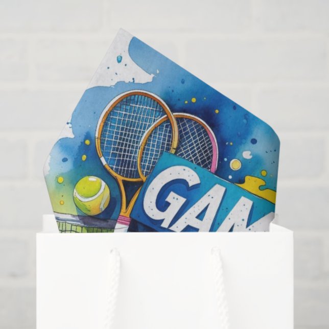 Tennis Thank you party with racket and ball  Tissue Paper (Gift Bag)
