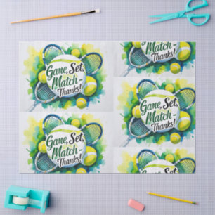 Tennis Thank you party with racket and ball  Tissue Paper