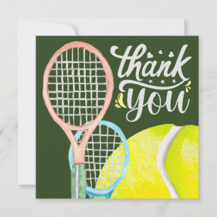 Tennis Thank you  with ball on green  Card