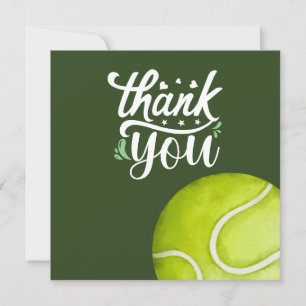 Tennis Thank you  with ball on green  Card