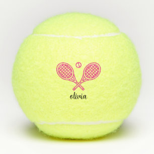 Tennis Theme Girly Pink Monogrammed Name Balls