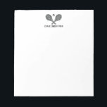 Tennis Theme Monogrammed Name Notepad<br><div class="desc">Single tennis players and doubles teams will love this tennis themed designed. Modern logo icon style design with two rackets and a ball. Add your name to create a customized design. Great for coaches too!</div>