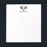 Tennis Theme Monogrammed Name Notepad<br><div class="desc">Single tennis players and doubles teams will love this tennis themed designed. Modern logo icon style design with two rackets and a ball. Add your name to create a customized design. Great for coaches too!</div>