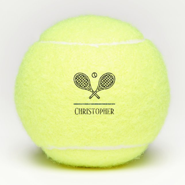Tennis Theme Monogrammed Name Tennis Balls (Front)