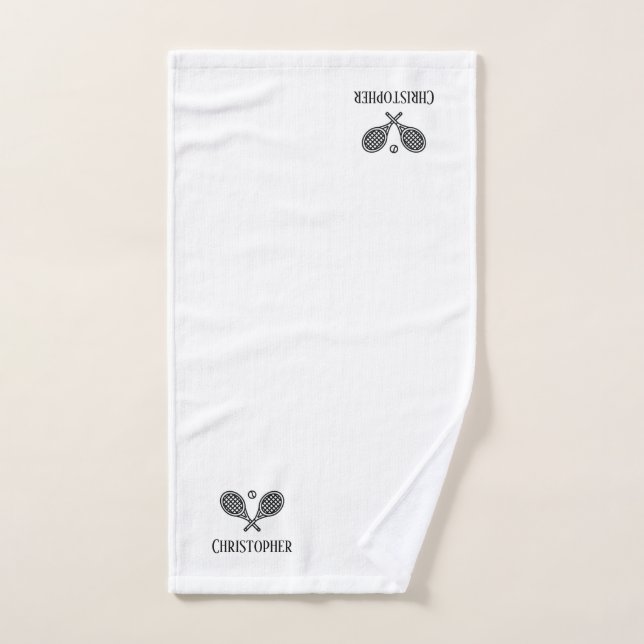 Tennis Theme Monogrammed Name Tennis Balls Hand To Hand Towel (Hand Towel)